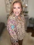 Latte Leopard Embroidered Sleeve Top