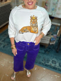 Purple Wide-Leg Crop