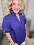 Royal Purple Everyday Puff Sleeve Top
