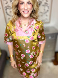 Golden Bloom Floral Dress