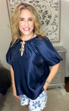 The Midnight Petal Flutter Blouse
