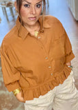 The Ruffle-Hem Utility Button-Down in Camel