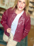 The Bordeaux Faux-Leather Shirt-Jacket