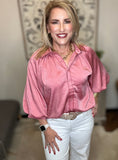 Satin Balloon Sleeve Top