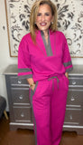 Hot Pink & Grey Sporty Chic 2-Piece Lounge Set