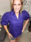 Royal Violet Puff Sleeve Top