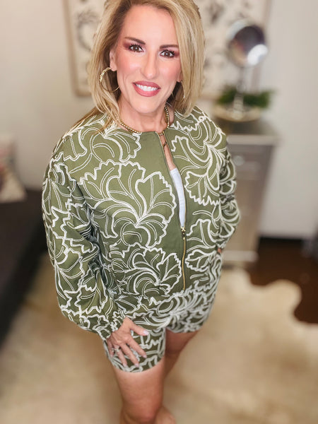 Olive Embroidered Jacket