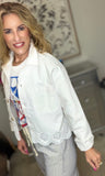 Scalloped White Denim Jacket