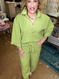 The Chartreuse Striped Two-Piece Set