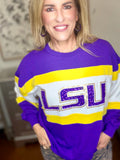 Game Day Sparkle: LSU Sequin Striped Pullover