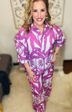 Magenta Print Pant