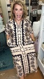 Black & Neutral Scroll Print Tunic Dress