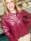 The Bordeaux Faux-Leather Shirt-Jacket