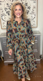The Espresso Leaf Print Tiered Maxi