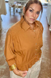 The Ruffle-Hem Utility Button-Down in Camel