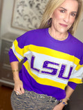 Game Day Sparkle: LSU Sequin Striped Pullover