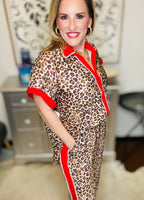 Leopard/Red Stripe Pant