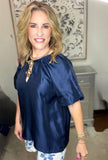 The Midnight Petal Flutter Blouse