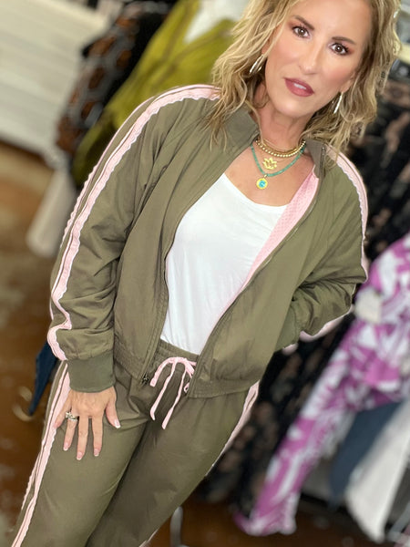 Olive/blush Pants