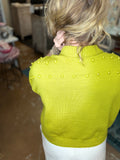 Chartreuse Pearl Short-Sleeve Sweater
