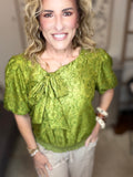 Olive Garden Charm Tie Blouse