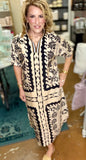 Black & Neutral Scroll Print Tunic Dress
