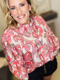 Pink Paisley Mix Button Down
