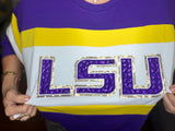 Game Day Sparkle: LSU Sequin Striped Pullover