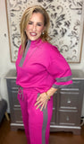 Hot Pink & Grey Sporty Chic 2-Piece Lounge Set