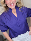 Royal Purple Everyday Puff Sleeve Top