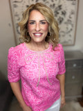 Pretty in Pink Textured Bow Top