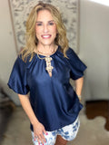 The Midnight Petal Flutter Blouse