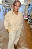 The Ruffle-Hem Utility Button-Down in Oatmeal