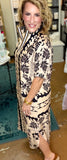 Black & Neutral Scroll Print Tunic Dress