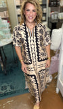 Black & Neutral Scroll Print Tunic Dress