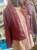 The Bordeaux Faux-Leather Shirt-Jacket