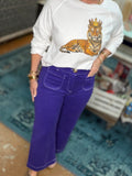Purple Wide-Leg Crop
