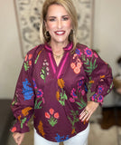 Burgundy Floral Mix Top