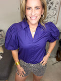 Royal Violet Puff Sleeve Top