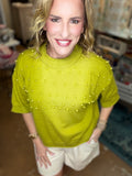 Chartreuse Pearl Short-Sleeve Sweater