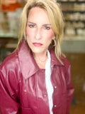 The Bordeaux Faux-Leather Shirt-Jacket
