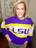 Game Day Sparkle: LSU Sequin Striped Pullover