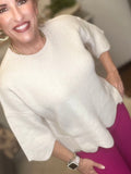 Cream Scalloped Trim Sweater