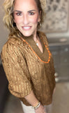 Autumn Spice Scallop Trim Blouse
