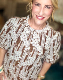 Floral lace & Stripe Top