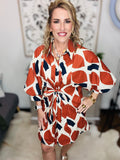 Multi Print Dress in Rust