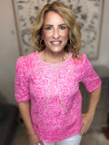 Pretty in Pink Textured Bow Top