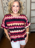 Berry Mosaic Smocked Top