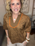 Autumn Spice Scallop Trim Blouse