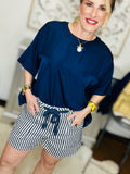 Navy Stripe Shorts